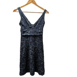 Patagonia Blue and Green Marbled Midi Dress Size XS. Stretchy and comfortable